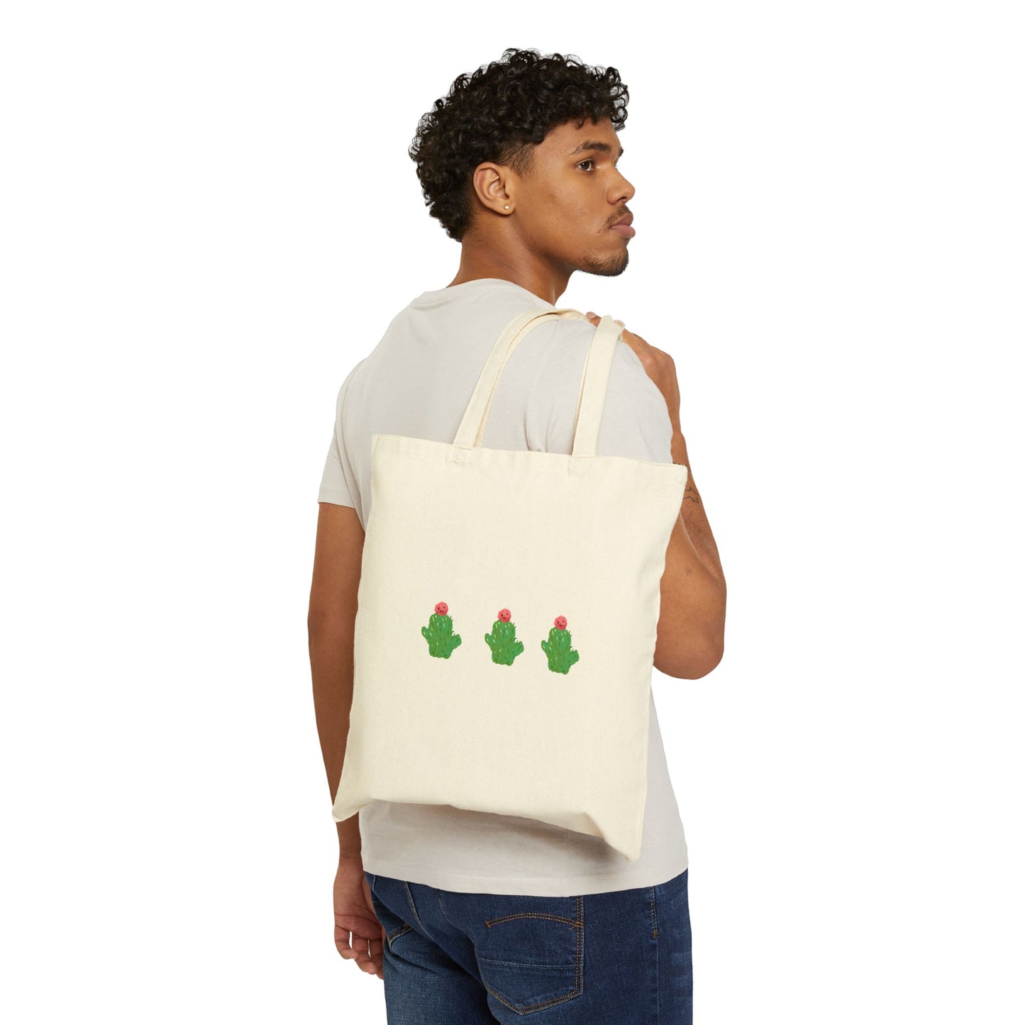 Cute Cactus-Cotton Canvas Tote Bag