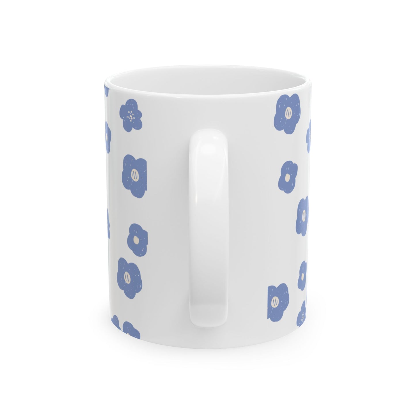 Cute Blue Flower Pattern Ceramic Mug